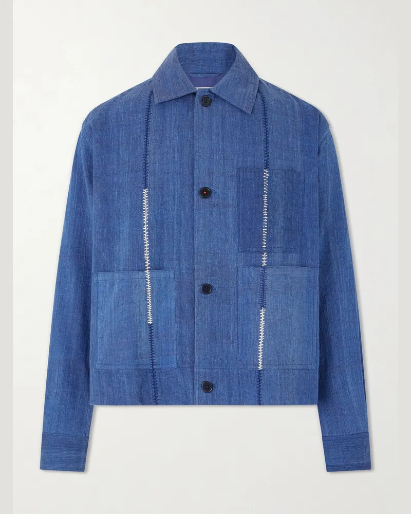 KARDO Bodhi Cotton-Jacquard Jacket Blue