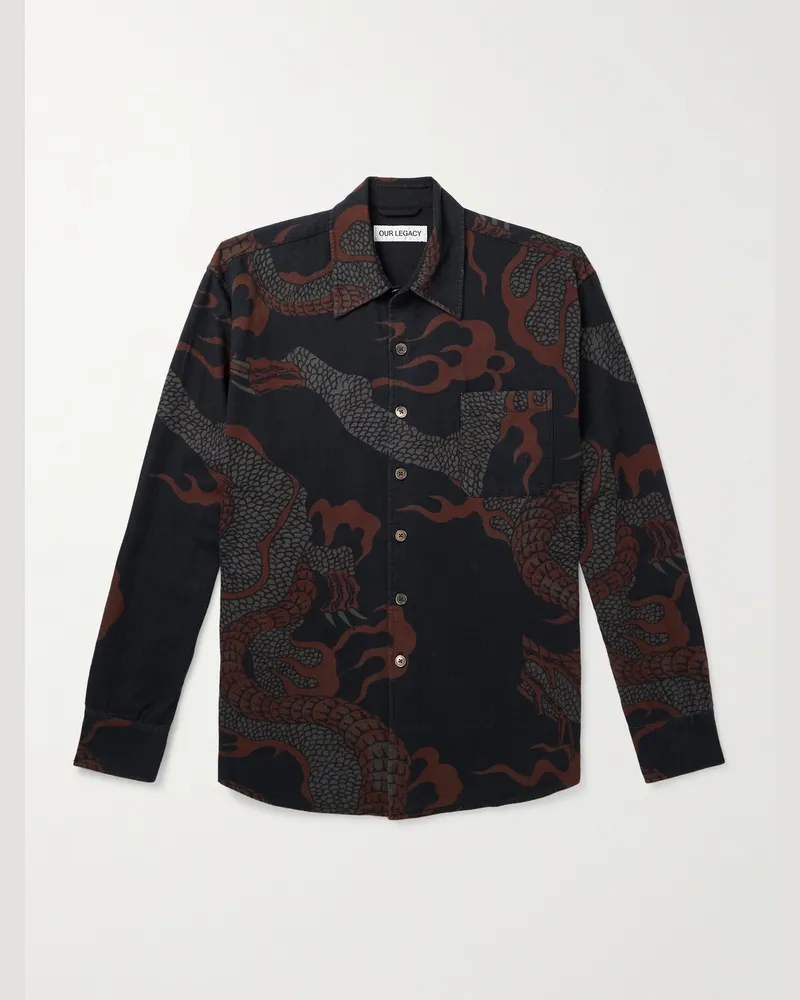 Our Legacy Hemd aus Biobaumwolle mit Print Braun
