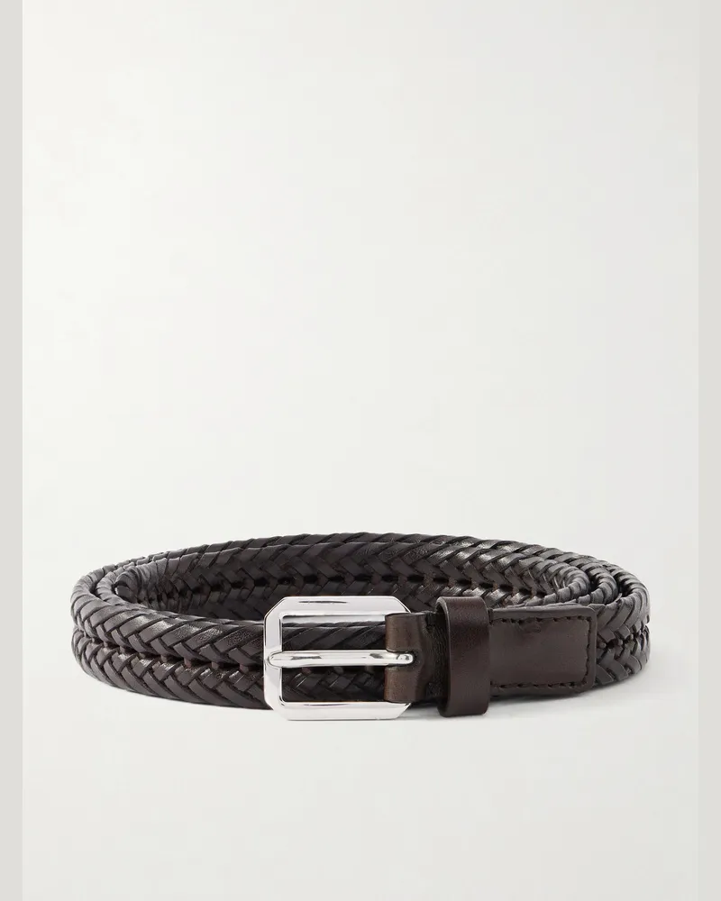 Tom Ford 2cm Woven Leather Belt Brown