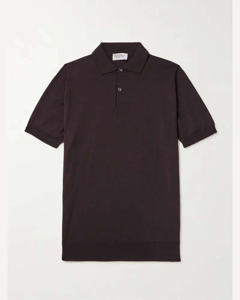 John Smedley Payton Slim-Fit Merino Wool Polo Shirt Brown