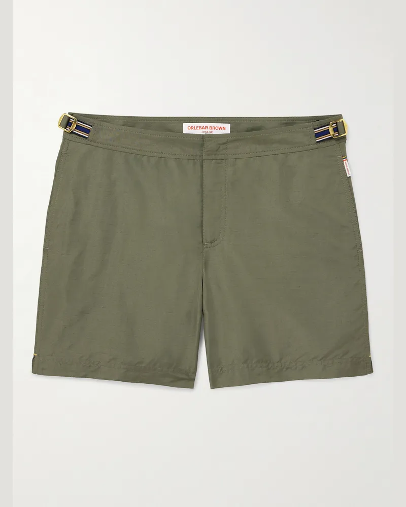 Orlebar Brown Bulldog schmal geschnittene mittellange Badeshorts GrüN