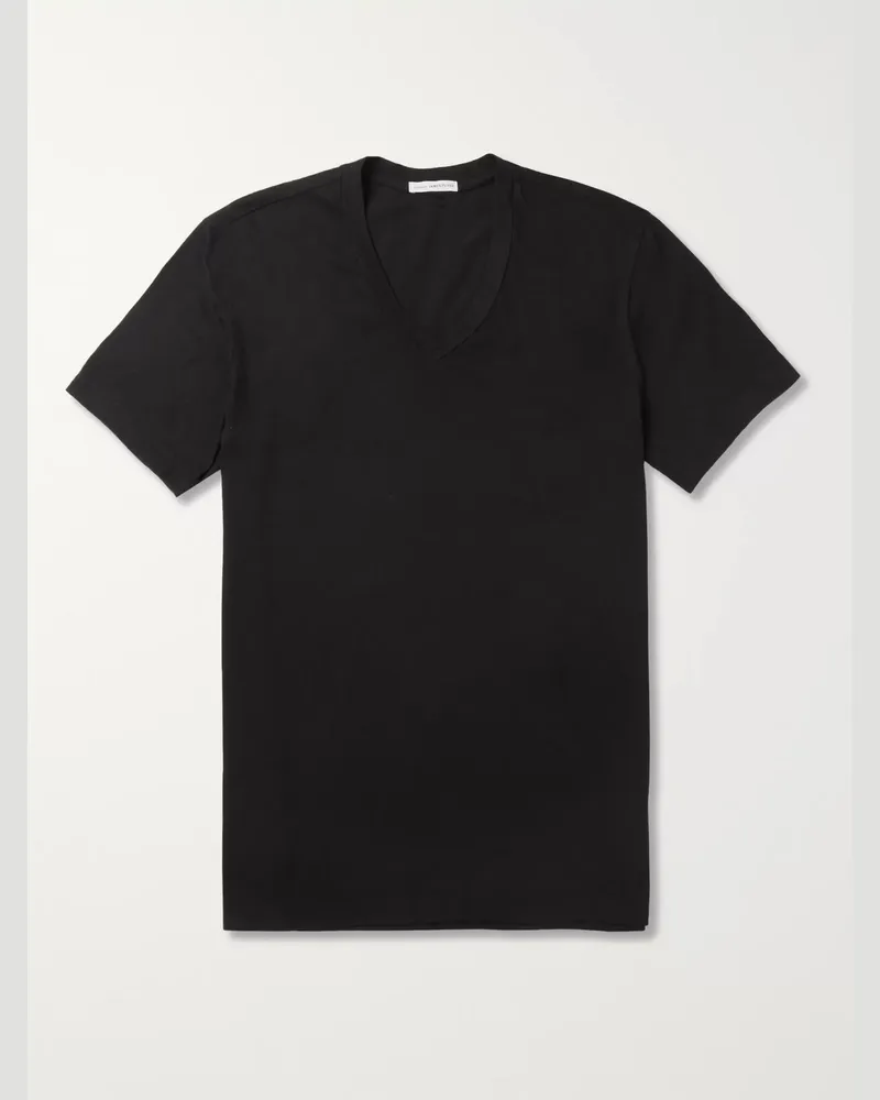 James Perse T-Shirt aus Baumwoll-Jersey Schwarz