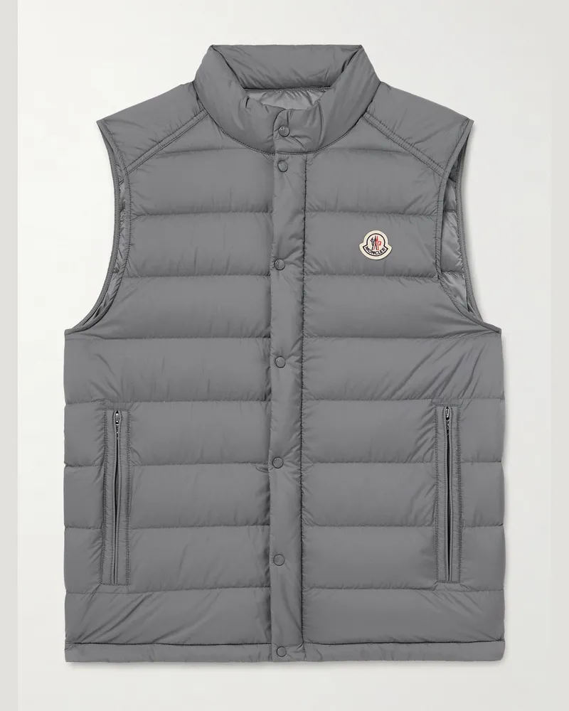 Moncler Barthe Logo-Appliquéd Quilted Nylon Down Gilet Gray