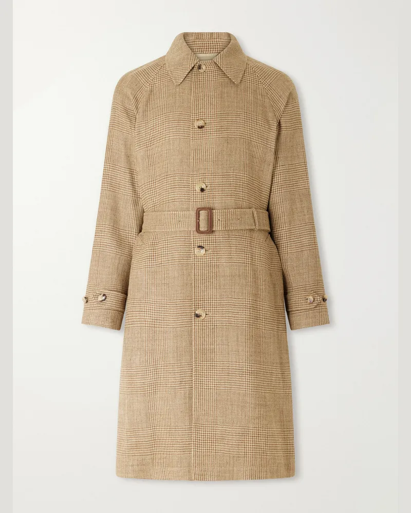 Ralph Lauren Houndstooth Wool, Silk and Linen-Blend Coat Neutrals
