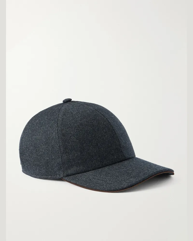 Canali Logo-Appliquéd Wool Cap Gray