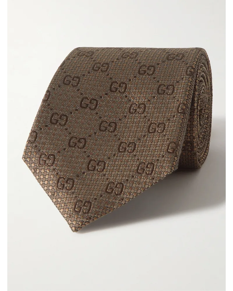 Gucci Krawatte aus Seiden-Jacquard mit Logomuster, 7 cm Braun