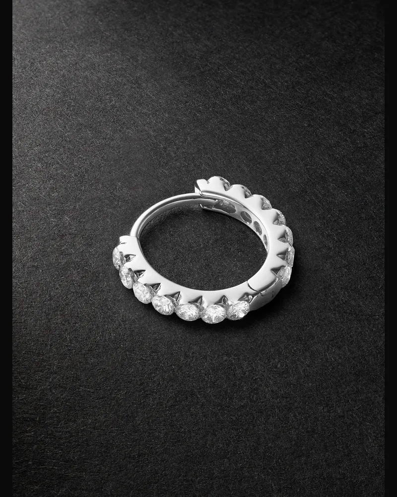 Maria Tash Invisible Set Eternity einzelne Creole aus 18 Karat Weißgold mit Diamanten, 8 mm Silber