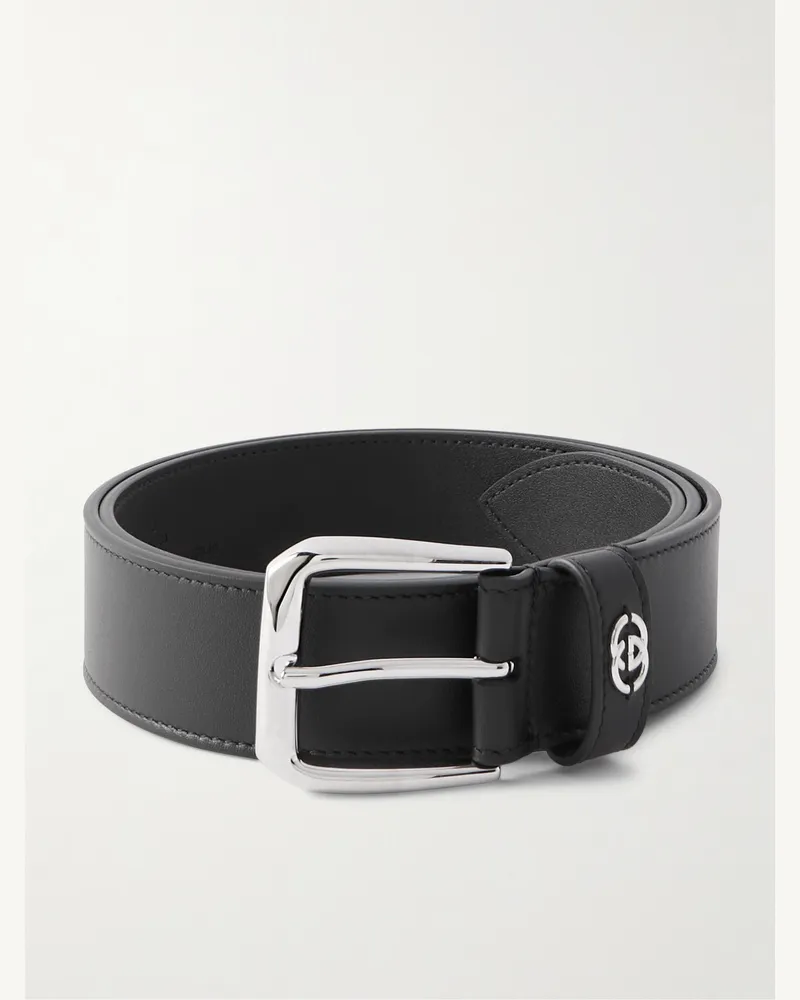 Gucci 3.5cm Logo-Embellished Leather Belt Black