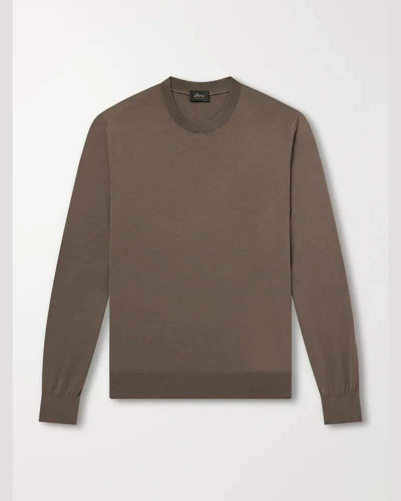 Brioni Ribbed Wool Sweater Brown