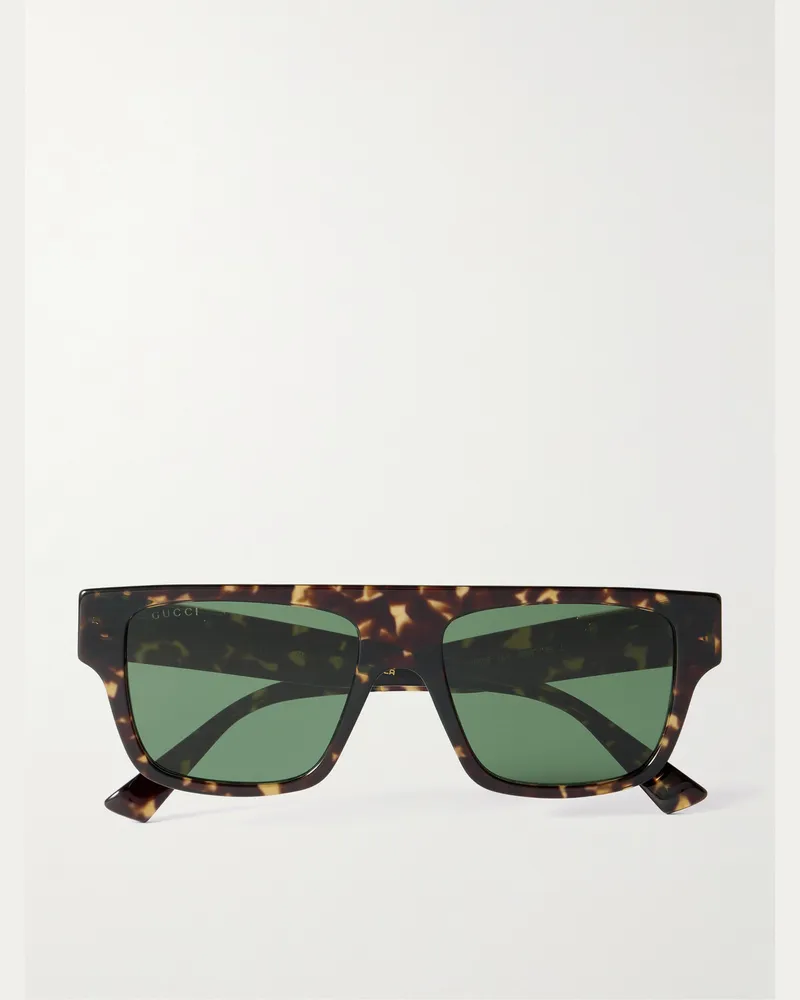 Gucci Sonnenbrille mit eckigem Rahmen aus Azetat in Schildpattoptik Horn