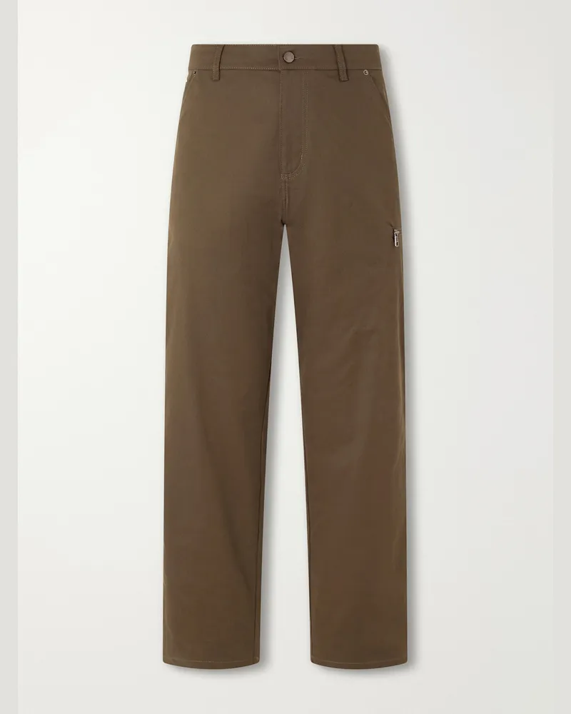 Moncler Straight-Leg Cotton-Blend Gabardine Trousers Green
