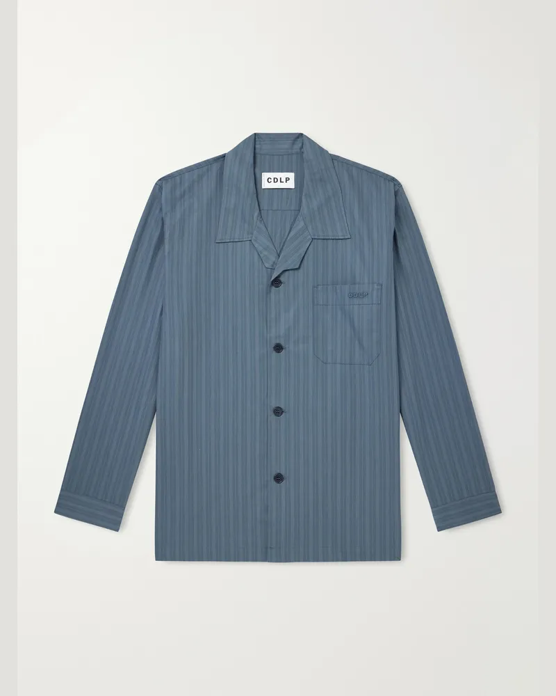 CDLP Logo-Embroidered Striped Organic Cotton-Poplin Pyjama Shirt Multi