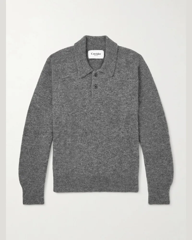 Corridor Baby Alpaca-Blend Polo Sweater Gray