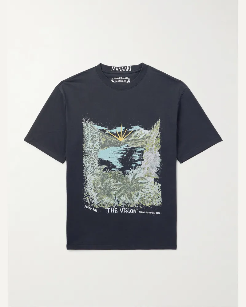 MANAAKI The Vision T-Shirt aus Baumwoll-Jersey mit Print Schwarz