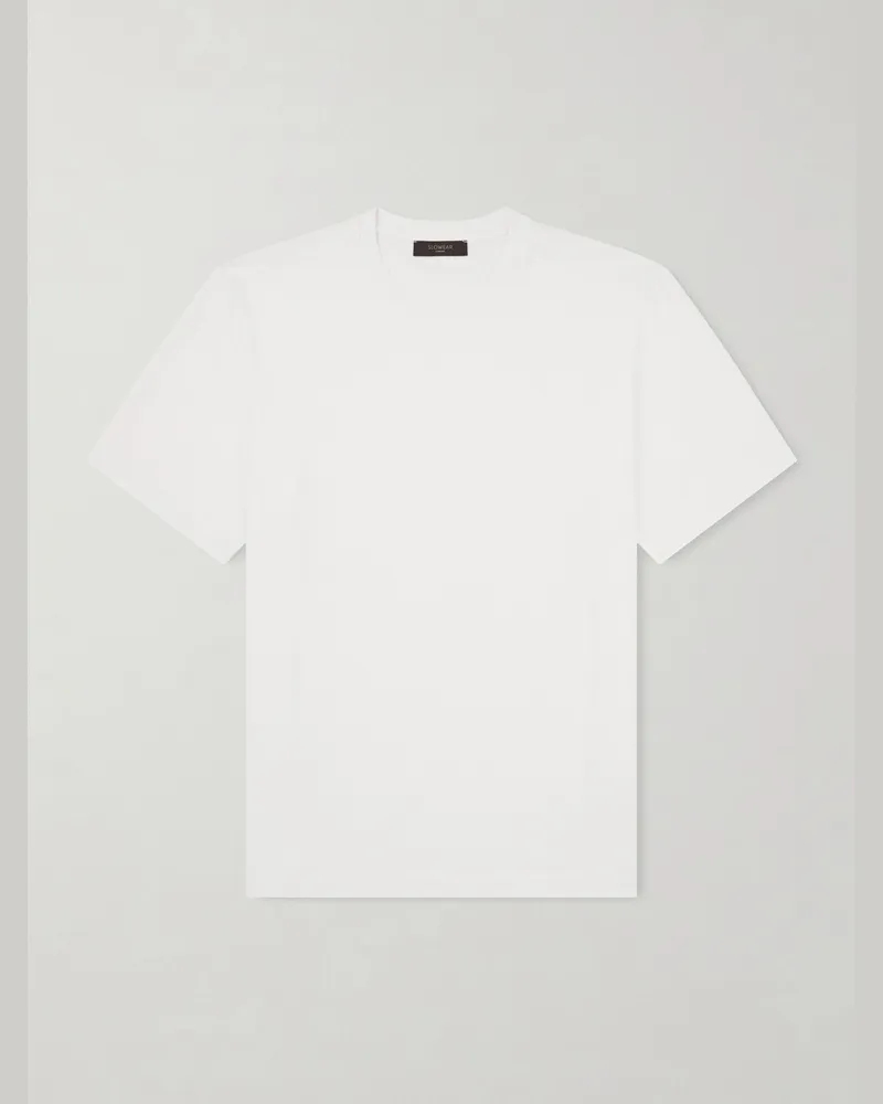 Slowear T-Shirt aus Jersey aus einer Baumwoll-Seidenmischung Weiß