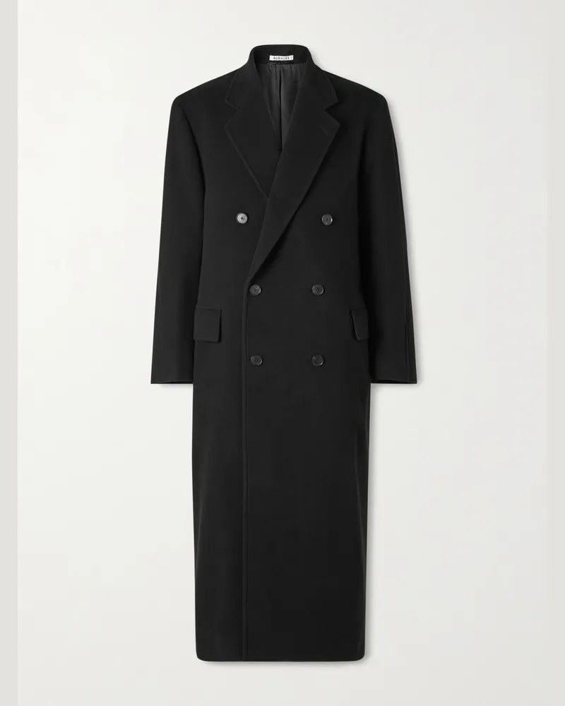 AURALEE Doppelreihiger Mantel aus Wolle Schwarz