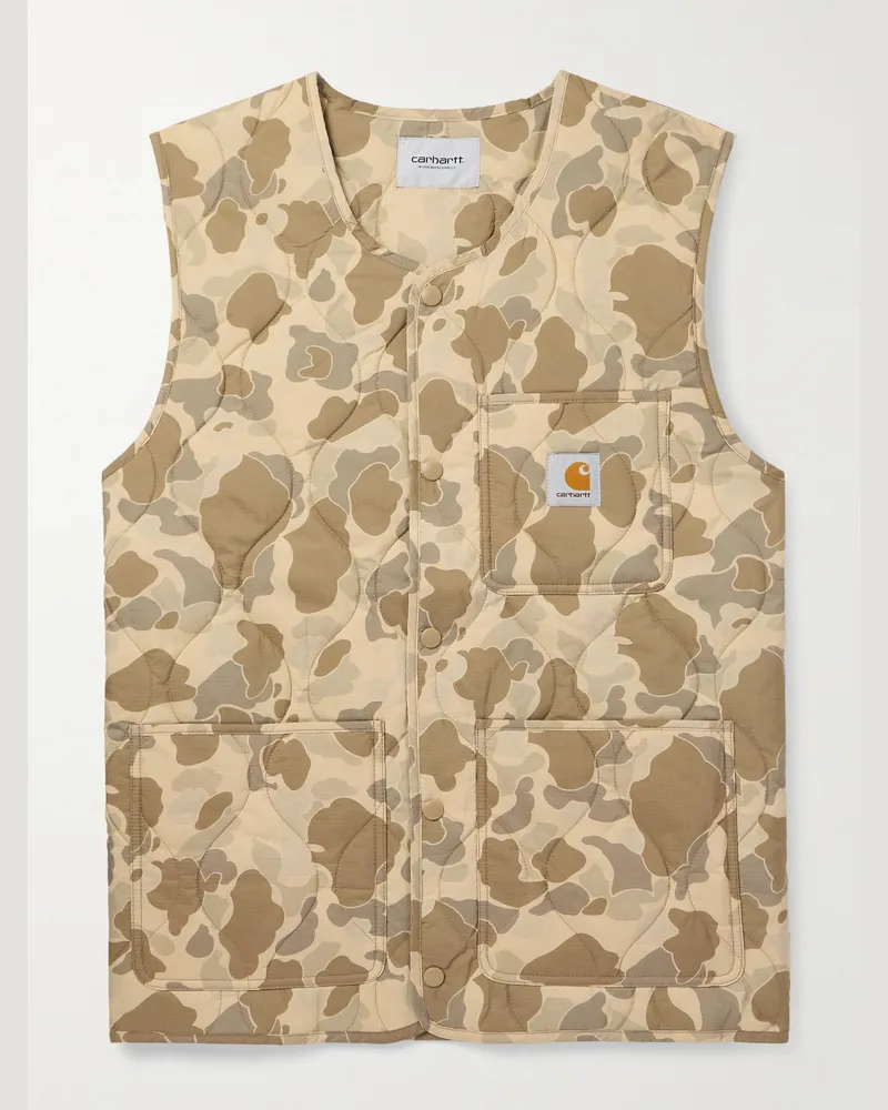 Carhartt WIP Skyton Steppweste aus recyceltem Ripstop mit Camouflage-Print und Logoapplikation Grün