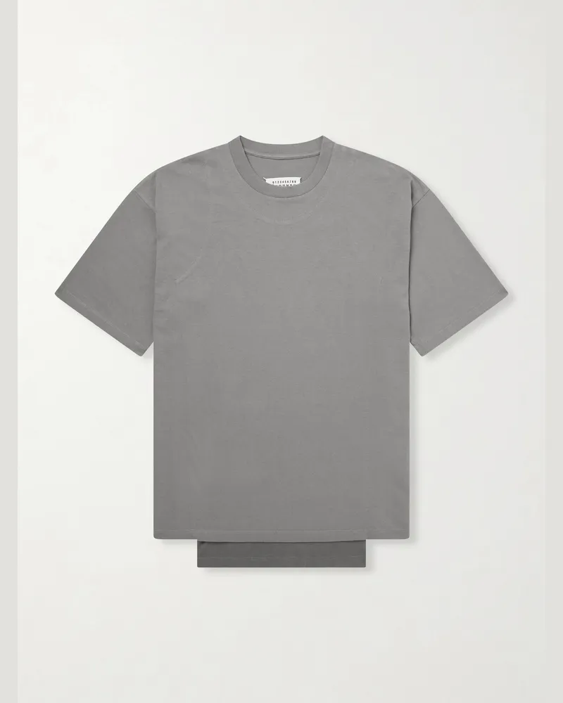 Maison Margiela Layered Cotton-Jersey T-Shirt Gray