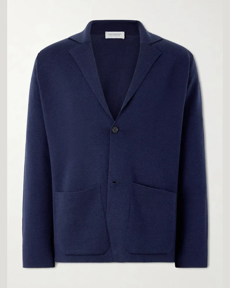 John Smedley Narah 2 Merino Wool Blazer Blue
