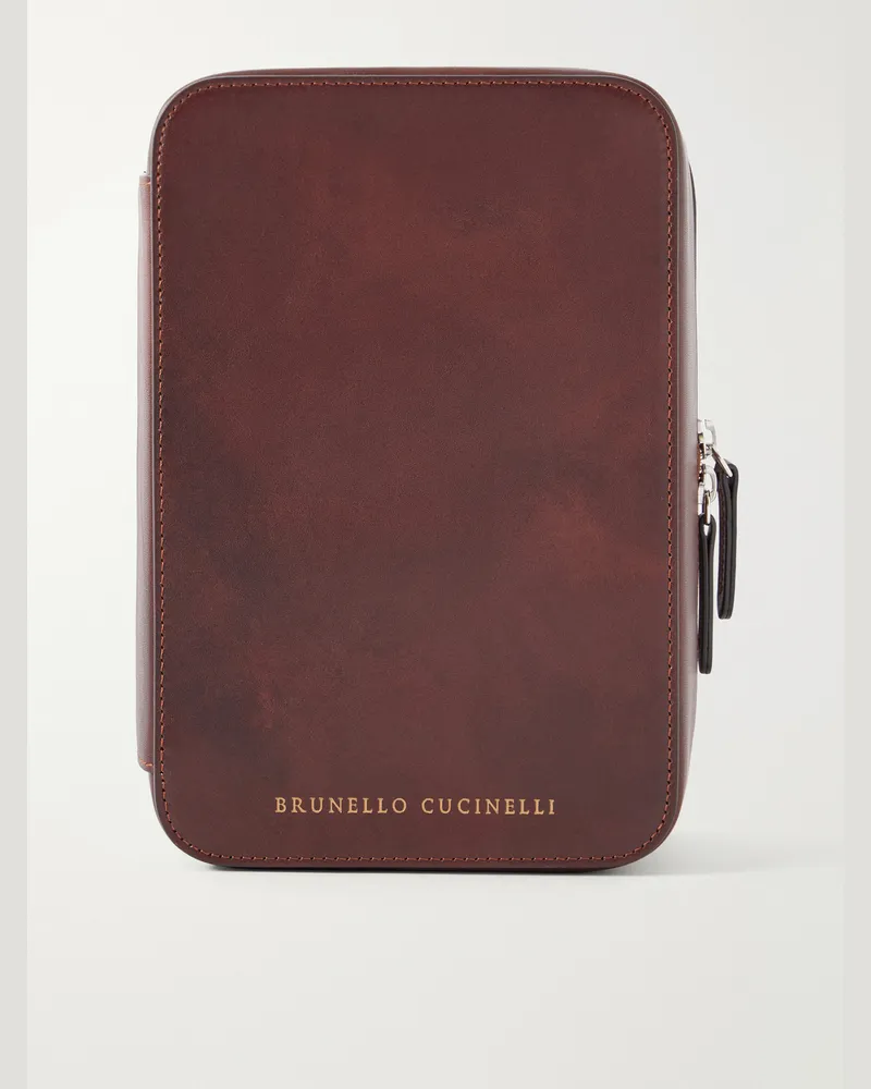Brunello Cucinelli Leather Sunglasses Case Brown