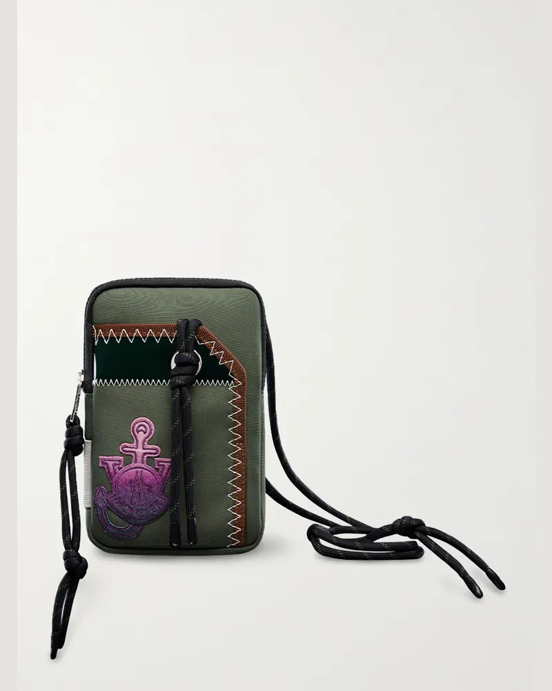 Moncler 1 Moncler JW Anderson Smartphone-Etui aus Canvas mit Logoapplikation und Umhängeband Braun
