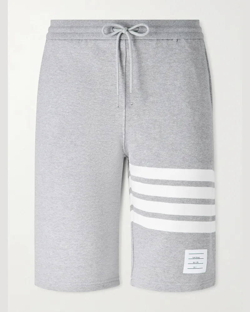 Thom Browne Striped Loopback Cotton-Jersey Shorts Gray