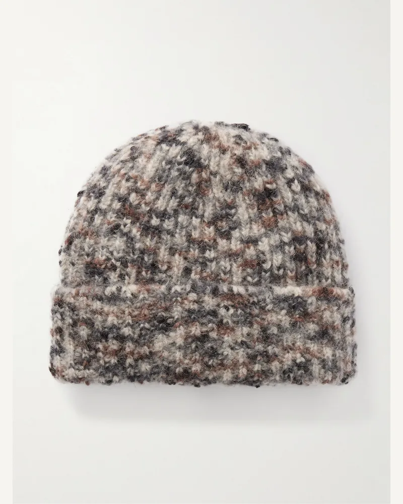 A.P.C. Happy Beanie aus Rippstrick Grau