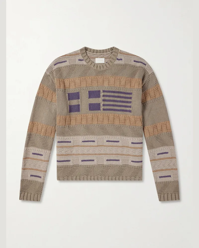 Aimé Leon Dore Knitted Cotton Sweater Brown