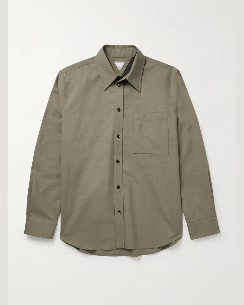 Bottega Veneta Hemd aus Woll-Twill Grün