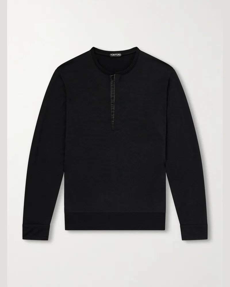 Tom Ford Slim-Fit Cashmere, Wool and Silk-Blend Sweatshirt Black