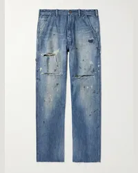 SAINT MXXXXXX Gerade geschnittene Jeans mit Farbspritzern in Distressed-Optik Blau