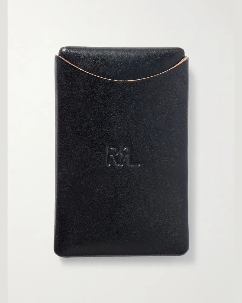 RRL Logo-Debossed Leather Cardholder Black