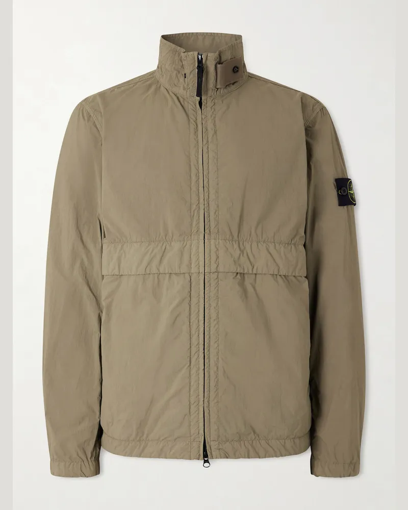 Stone Island Brushed Recycled-Nylon Harrington Jacket Green