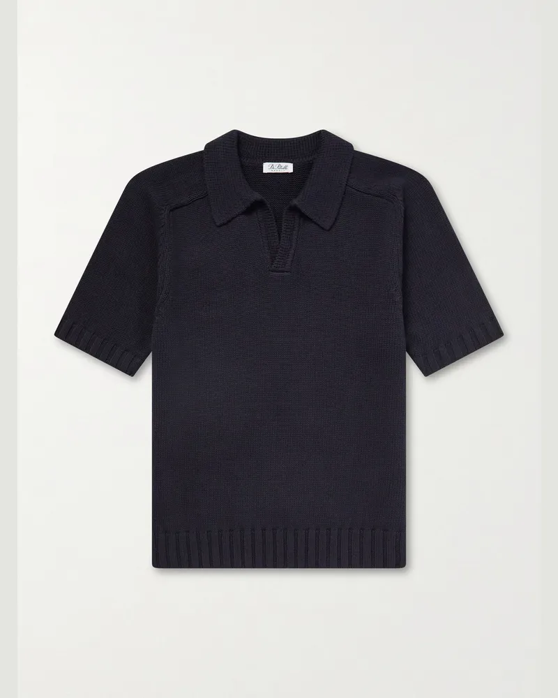 De Petrillo Knitted Cotton Polo Shirt Blue
