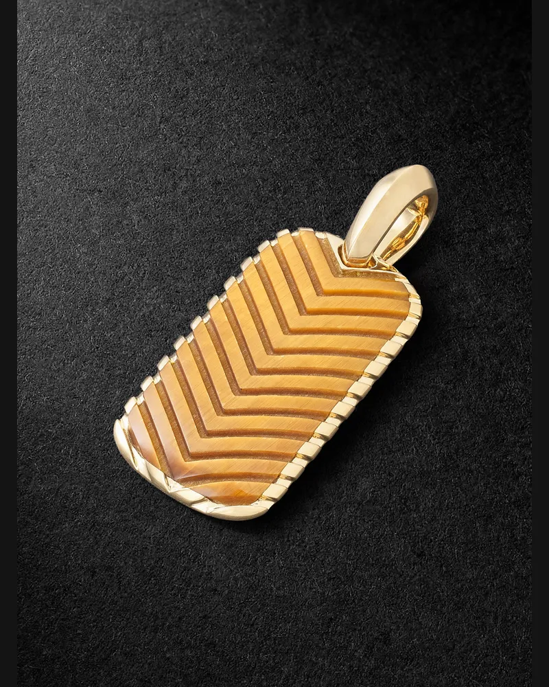 David Yurman Chevron Anhänger aus 18 Karat Gold mit Tigerauge Gold