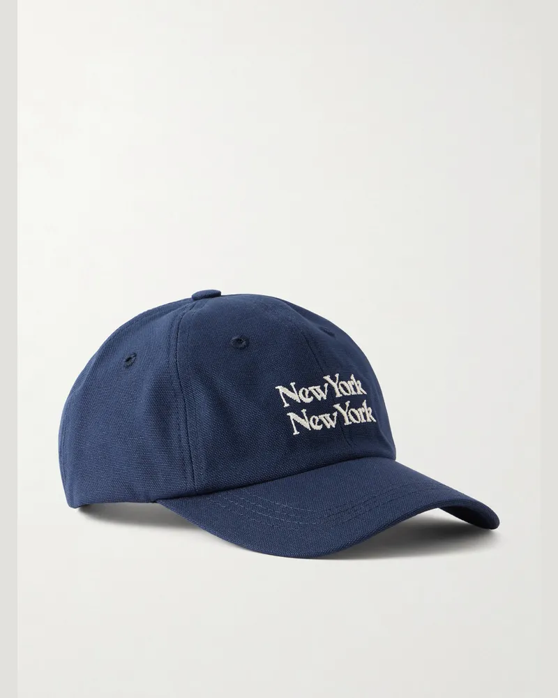 Corridor New York Embroidered Cotton-Canvas Cap Blue