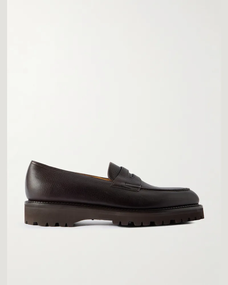 John Lobb Lopez New Standard Pennyloafers aus vollnarbigem Leder Braun
