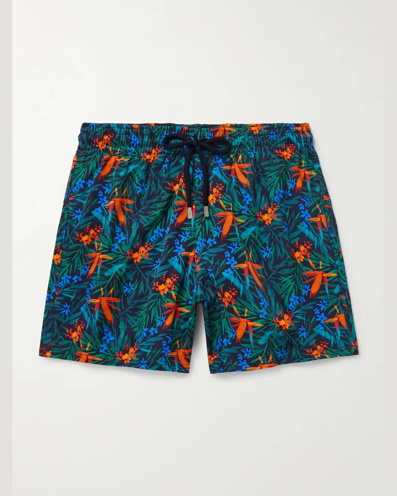 Vilebrequin Moorise gerade geschnittene mittellange Badeshorts mit Print Blau