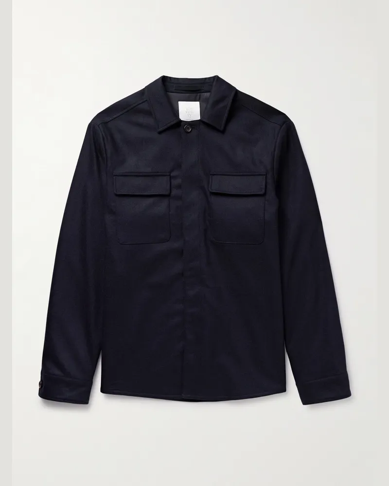 Eleventy Hemdjacke aus einer Wollmischung Blau