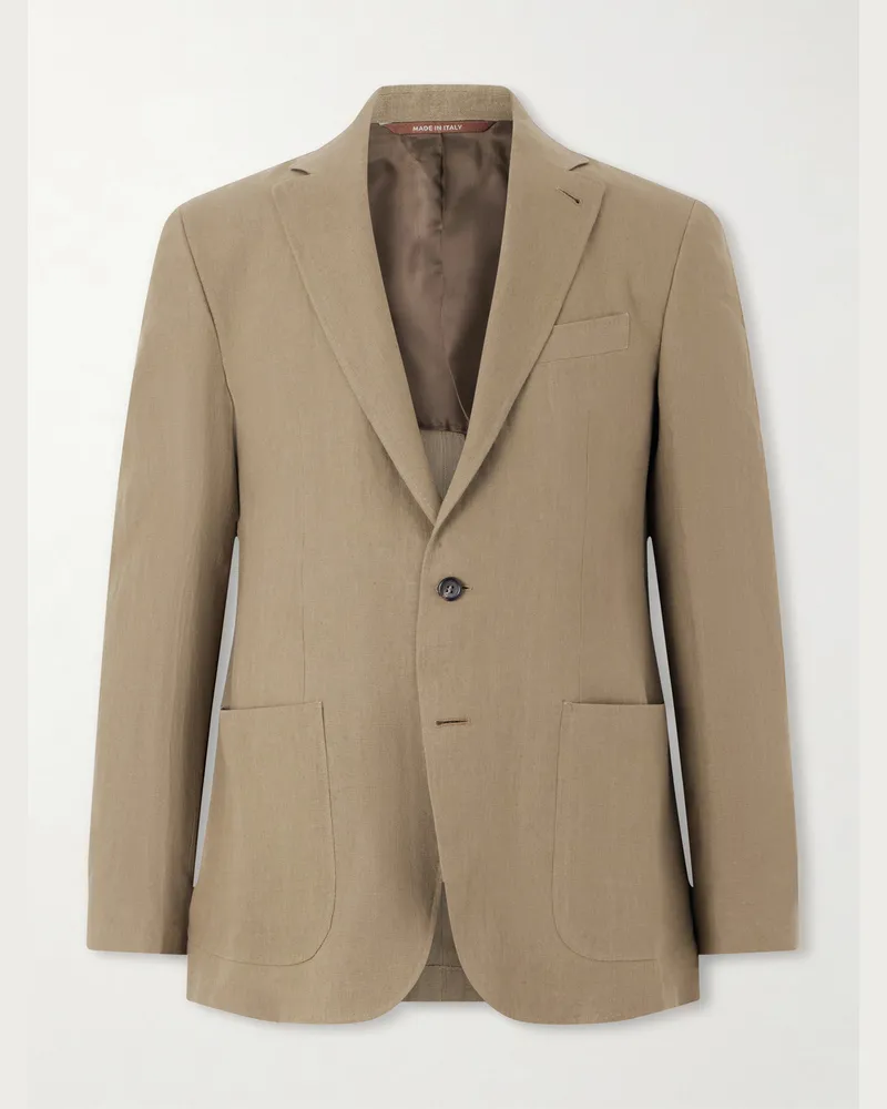Canali Kei Linen Suit Jacket Neutrals