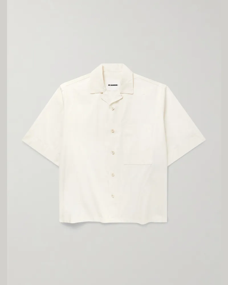 Jil Sander Hemd aus Baumwollpopeline mit wandelbarem Kragen Neutral