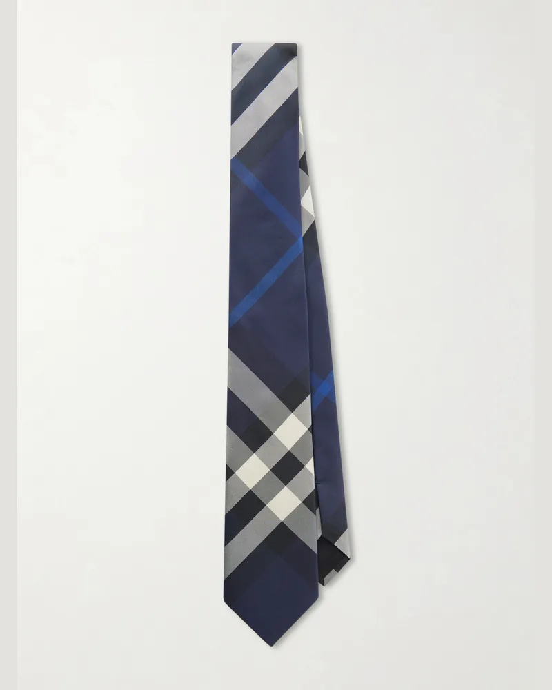 Burberry 7cm Checked Silk-Twill Tie Blue