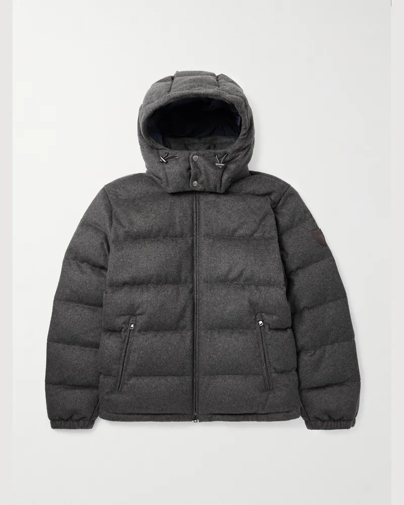 Ralph Lauren Decker Daunenjacke aus einer gesteppten recycelten Wollmischung mit Kapuze Grau