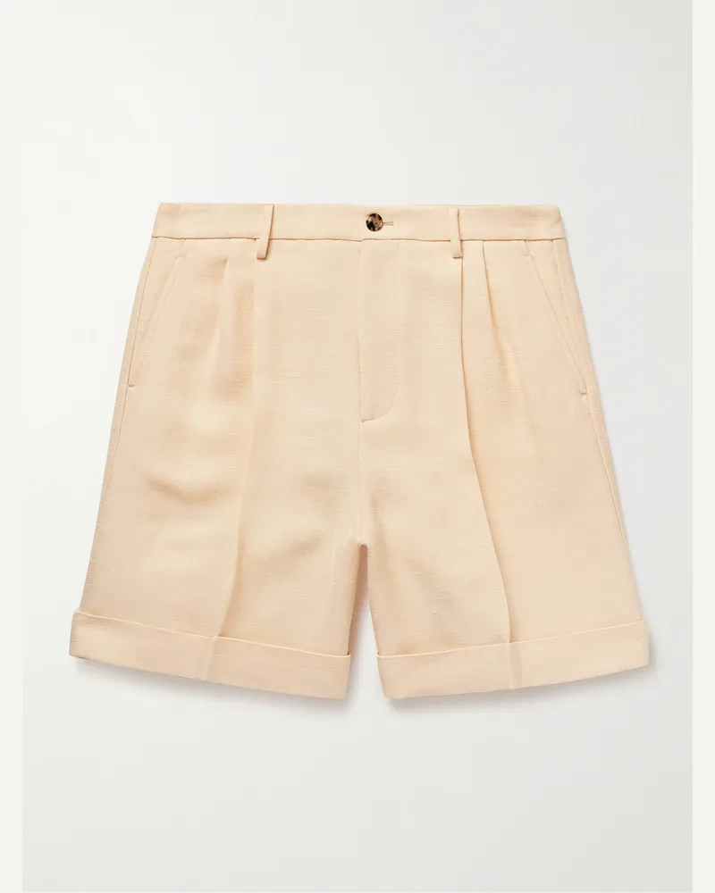 Valentino Garavani Weit geschnittene Shorts aus Canvas mit Falten Neutral