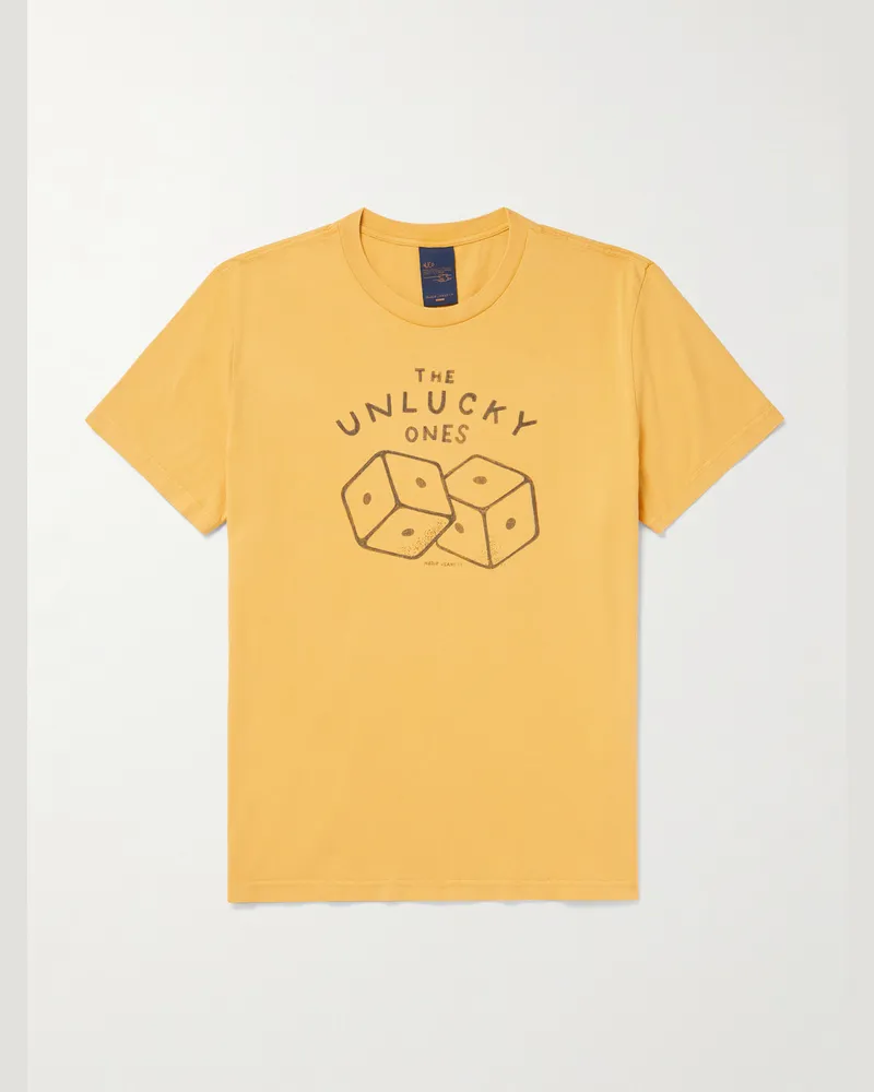 Nudie Jeans Unlucky T-Shirt aus Biobaumwoll-Jersey mit Print Gelb