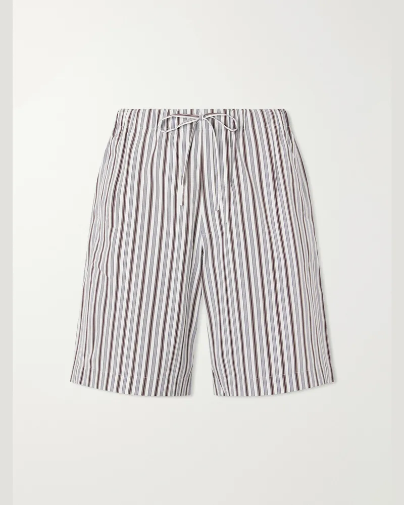 Dries van Noten Piperi Straight-Leg Striped Cotton Shorts White