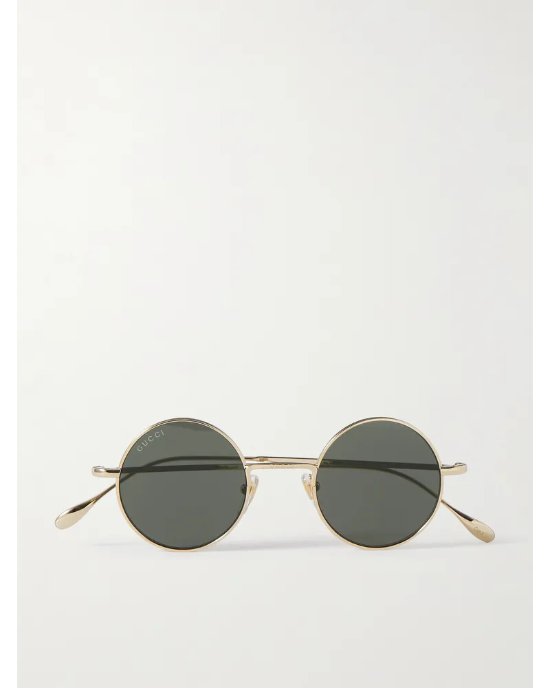 Gucci Goldfarbene Sonnenbrille mit rundem Rahmen Gold