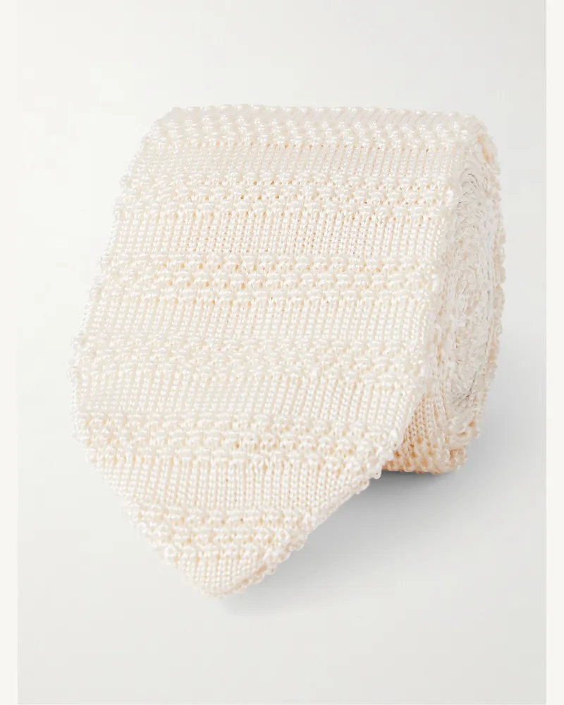 MR P. 7cm Knitted Silk Tie Neutrals