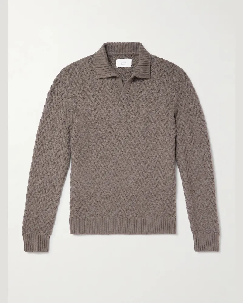 MR P. Wool and Cashmere-Blend Jacquard Polo Shirt Brown