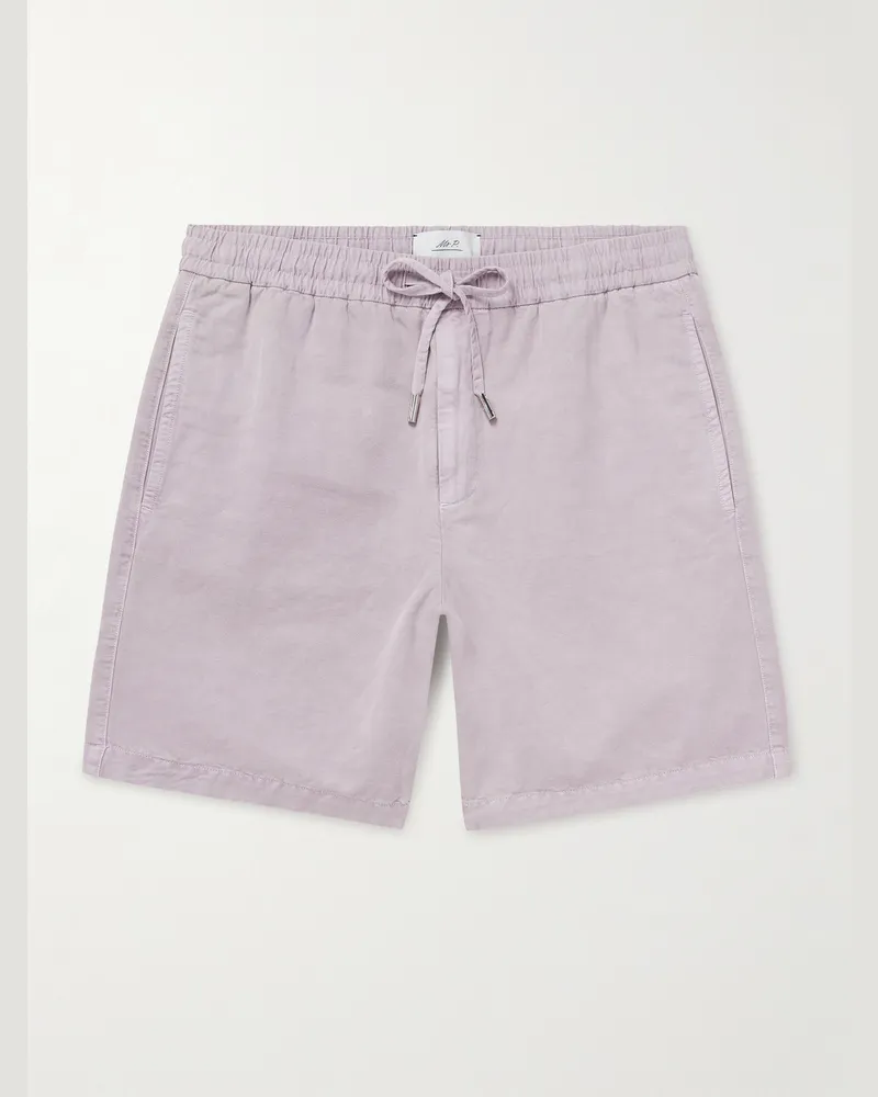 MR P. Straight-Leg Organic Cotton and Linen-Blend Drawstring Shorts Purple